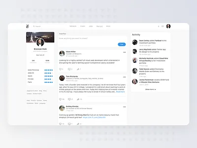 Social Concept Design for AngelList angel.co angellist chat app entrepreneurs facebook finance freelance instagram linkedin messaging messaging app re design redesign social app social media social network startup startup branding startups yelp