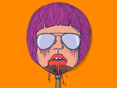 Not a fan of heat art design draw drawing fan girl global warming graphics hot illustration melt minimal portrait selfie