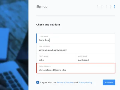 BV • Admin sign up app application clean design fields form product design sign up signup page ui ui design