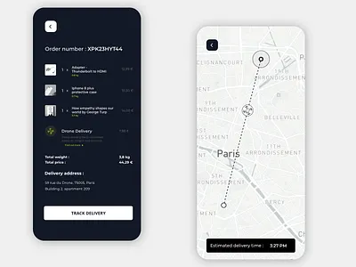 Drone Delivery Concept app buy cart concept delivery design dribbble drone interface map order sketch sketchapp ui ux