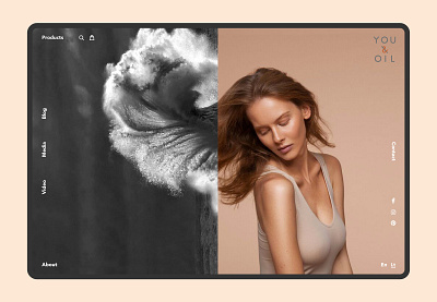 YOU & OIL — Web design beauty blackandwhite branding cosmetics identity naturalcosmetics nature oil shop skin ui ui ux visualdesign wave web webdesign webdesigner woman woman portrait youandoil