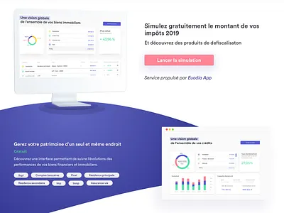 Landing Page Simulation impôts blue colors conversion design firstshot impots landing design landingpage leads simple simulation simulator sketch uiux