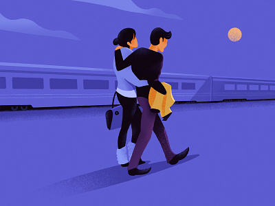 Night Train illustration moonlight night procreateapp trains walking waterloo