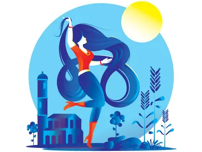 Catch your dreams. colours design drawing dream girl illustration india vector