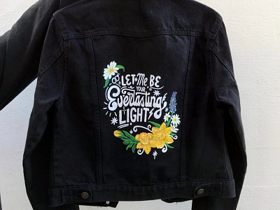 Let Me Be Your Everlasting Light Jacket custom denim custom painted jacket custom type hand drawn type hand lettering illustration the black keys typography wedding jacket women in illustration