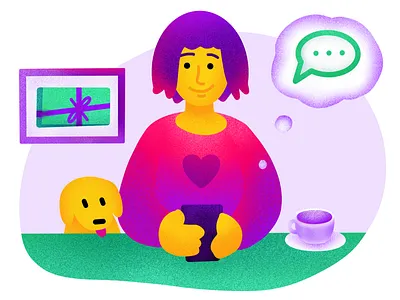 Messengers coffee design dog gift girl gradient graphic design illustration illustration design messengers mobile app design phone procreate procreate art socialmedia talk bubble ui web web deisgn web illustration