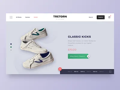 Landing Page for Tretorn Sneakers adobexd consept design flat landing landing page minimal online shop product page shoes sneakers tretorn ui uidesign ux ux ui design uxdesign