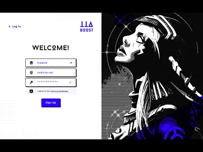 . Sign Up comics dark games neobrutalism registration signup site style ui web