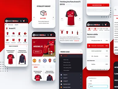 Football fanshop responsive clean design football graphics minimal mobile design mobile ui product red responsive responsive design soccer sport ui ux web website white