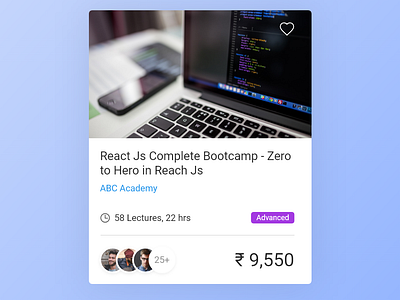 Course Card UI Design adobe xd adobexd bootstrap bootstrap 4 box design card card design course course app coursera courses material design minimalist mockup online course online courses online education tutorial