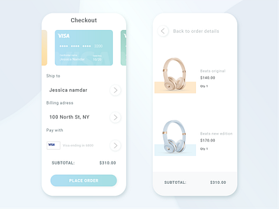 Checkout Page adobe xd beats checkout credit card checkout creditcard design gradient illustration illustrator ui uidesign vector visa