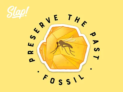 Fossils Preserve The Past artist bugs design designer dino dinosaur fossil illustrator instaart jurrasic mosquito old slaptastick stickers tbt yellow