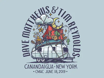 Dave Matthews & Tim Reynolds Merch airstream camping canoe logo fishing hippie moon patagonia tent vintage