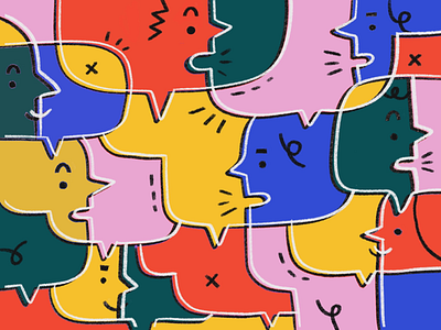 Conversations art chat colors conversation drawing expressions faces illustration ipad pro line work primary procreate talking