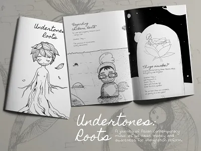 Undertones: Roots, Event Program asian contemporary design for good design for music event immigration reform jonathan tang program raise money and awareness roots undertones