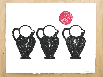 Pitchers & Sun Block print blockprint graphic illustration print