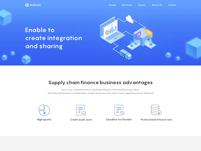 Supply Chain Website 2.5d adobe after effects animation blue composite image create design financial illustration mobile motion production supply chain ui web design website