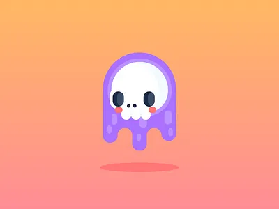 Casper character design cute flat design floating ghost gradient illustration skull