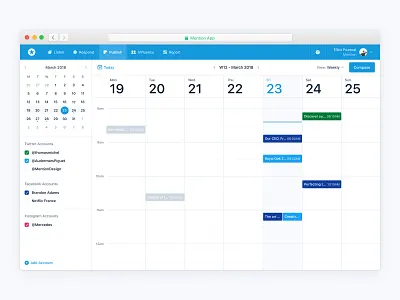 Publish 🗓 calendar compose content filters interface minimal navigation post publish social social media ui ux