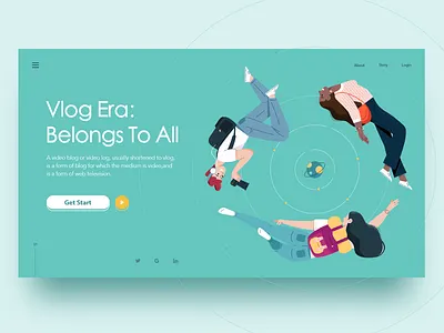 Vlog Era branding character flat illustraion interface travel vlog web
