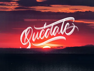 Quedate - Colorful Version calligraphy details landscape lettering procreate