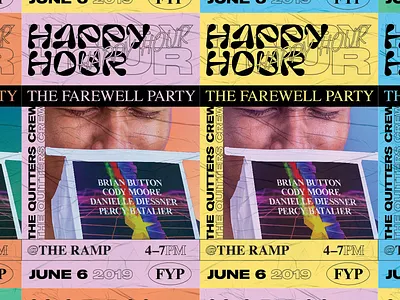 Happy Hour Postings 90s layout poster poster design retro texture type typography vaporwave wild postings