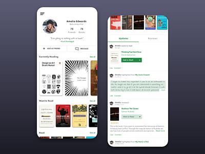 Daily UI #006 - User Profile app concept book app books branding dailyui dailyui006 design goodreads graphic design green invision invision studio mobile mobile app sketch app ui user profile ux ux design