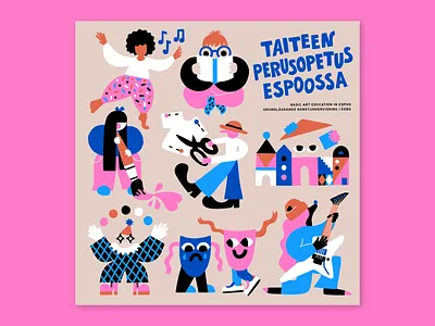 Brochure for the City of Espoo art brochure brochure design character character design color palette colorful education educational flat color flat illustration friendly fun happy illustration kids illustration leena kisonen scandinavian teens vector illustration