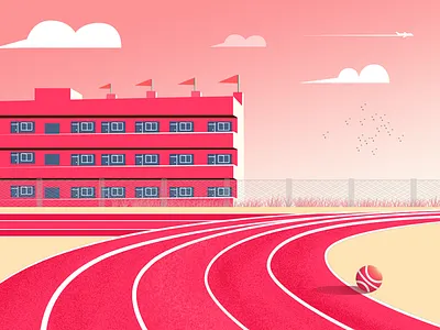 Corner of campus app design illustration pink school track ui 插图 设计