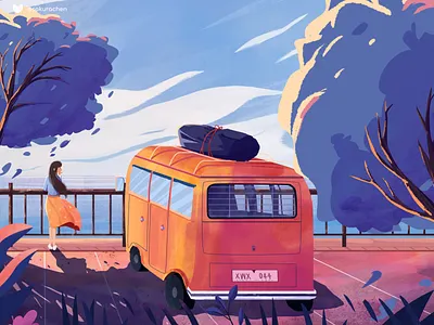 Summer sea breeze forest illustration innn paint summer