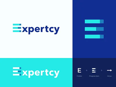 Expertcy Approved Logo Concept blue brand branding clean design digital green icon letter logo logo design logotype mark monogram progress bar simple stats stats logo typogaphy vector