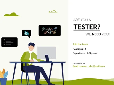 Hiring Post_Tester creative design graphic design illustration ui ui design ux vector
