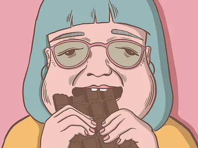 Pamper yourself more art chocolate cute design draw drawing girl graphics illustration minimal portrait selfie sketch snack