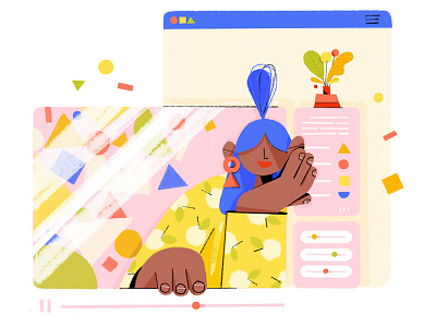 web girl character earrings explainer flat flatdesign hair ponytail ui uiux uxui web webdesign website website design