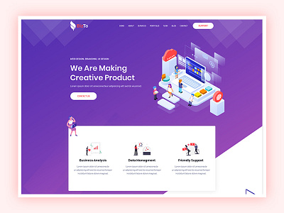 Bizto - Creative Agency Landing Page app landing page branding business clean creative design illustration landing page modern portfolio responsive startup ui ux vector