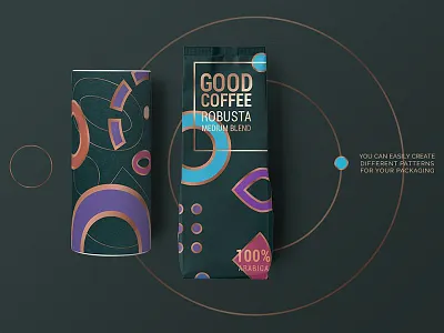 Luxury Memphis Package 1970s arabica branding coffee design gold gradient illustration memphis package pattern pop art robusta vector vintage