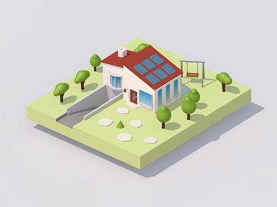 House 2.5d c4d cinema4d color house