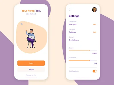 "Toil" app design flat graphic graphics icon illustration list minimal minimalist search ui ux vector web