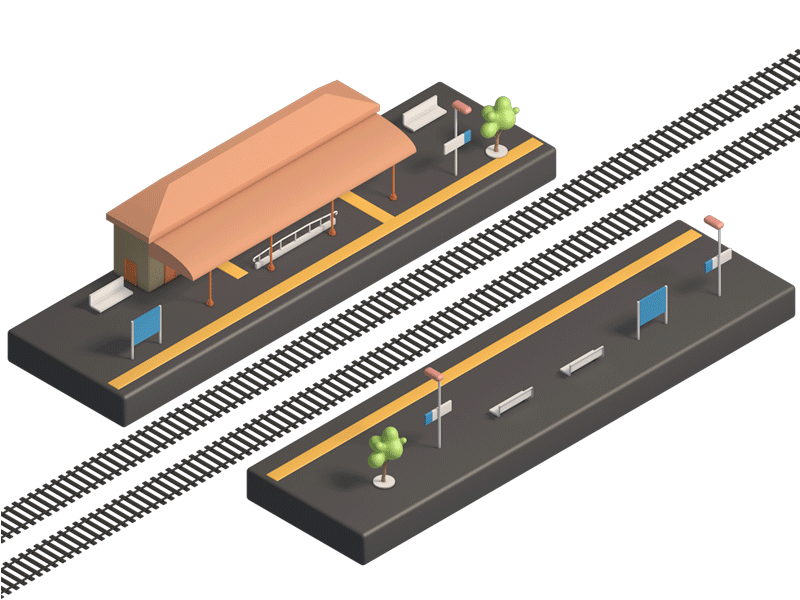 Train running through a station platform station train