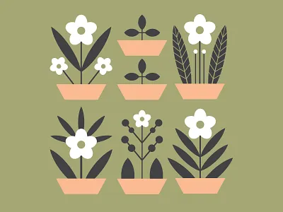 Flowerpots illustration design digital art digital illustration flat flat art flat design floral flower illustration flowerpot illustration motifs scandinavia vector