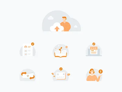 Vidya Illustrations design education flat grey illustration illustrations illustrator orange ui vector