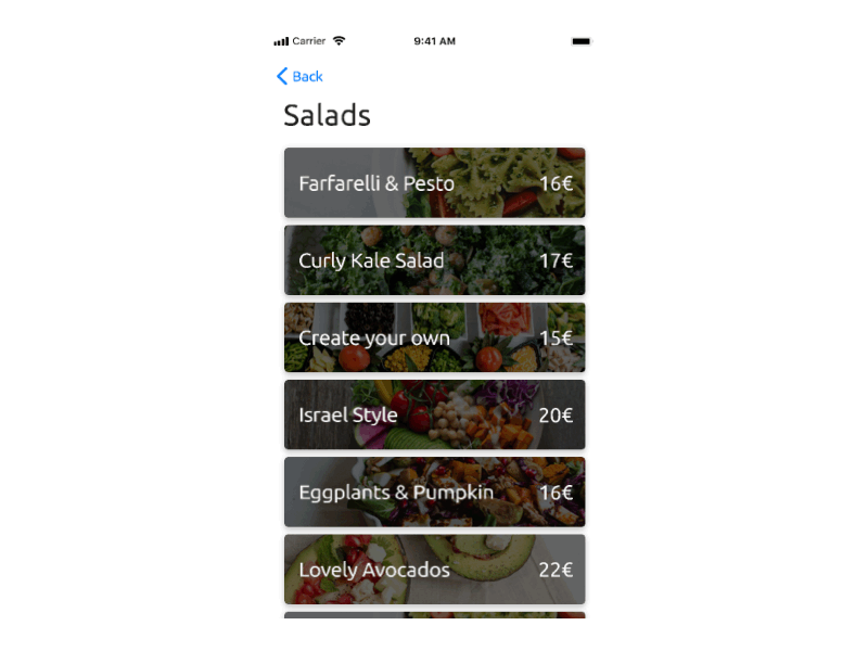 Pricing&Product Pages 030 033 animation dailyui food food app iphone 8 mobile design principle swiping ui ux