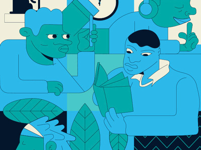 Relax In Blue coolblue design houston illustration murals music reading vector