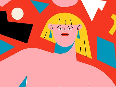 Just trying to find out what to do adobe blonde blue character design doodle geometric girl illustration pink vector woman yellow