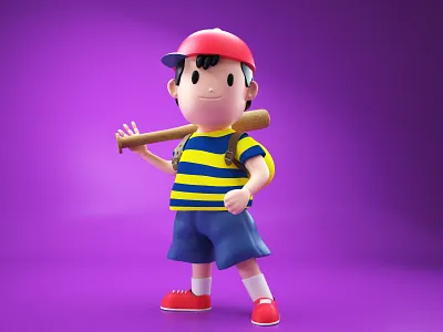 Ness 3d character cinema4d colors design dribbble earthbound illustration modeling octane render shot videogame zbrush