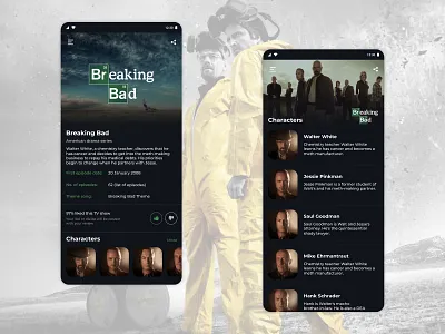 Breaking Bad Mobile UI animation app brand branding clean design flat icon icons identity illustration illustrator lettering logo minimal type typography ui ux vector