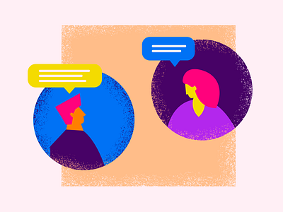 Change the conversation art art direction bubble business circle design editorial flat geometric graphic icon illustration illustrator man minimal profile square talk vector woman
