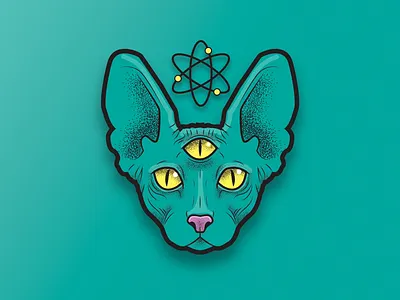 Atomic Cat animal atom atomic cat dotwork drawing fantasy graphic design illustration pet space stippling