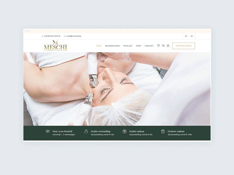 Meschi Homepage beauty beauty clinic beauty products beauty salon clean feminine gold lifestyle minimal shop website woocommerce wordpress wordpress shop wordpress website