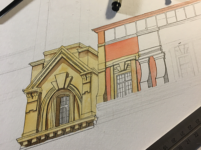 Drawing micron process watercolor